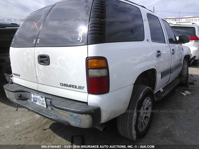 1GNEC13T81R206647 - 2001 CHEVROLET TAHOE C1500 WHITE photo 4