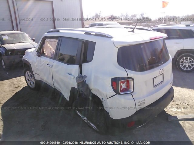 ZACCJBDT9GPE27188 - 2016 JEEP RENEGADE LIMITED WHITE photo 3