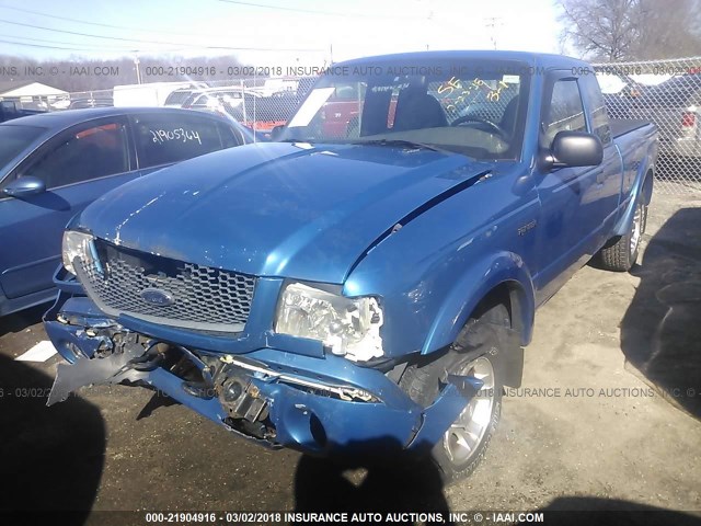 1FTYR14E01PB51756 - 2001 FORD RANGER SUPER CAB BLUE photo 2