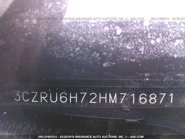 3CZRU6H72HM716871 - 2017 HONDA HR-V EXL GRAY photo 9