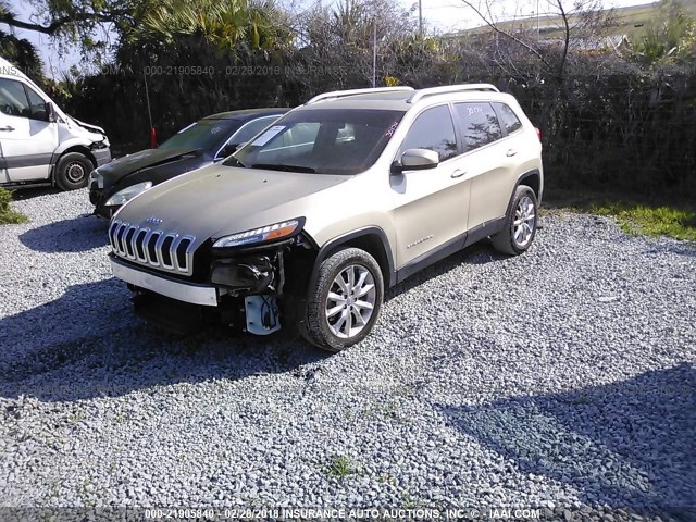 1C4PJLDS8EW301421 - 2014 JEEP CHEROKEE LIMITED GOLD photo 2