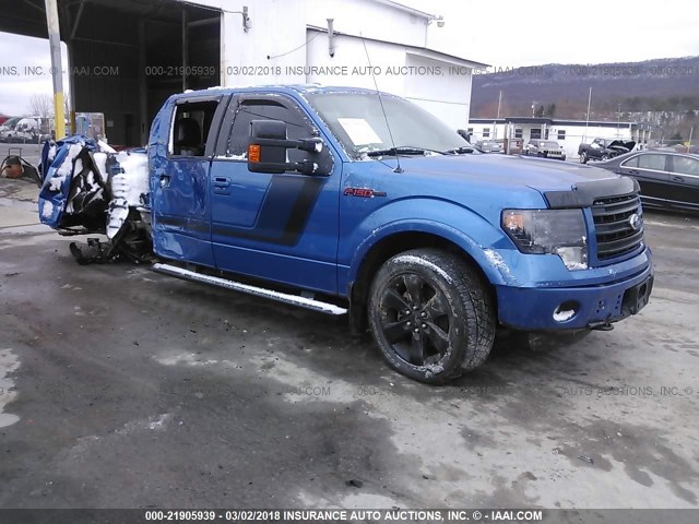 1FTFW1EF6EFA50840 - 2014 FORD F150 SUPERCREW BLUE photo 1