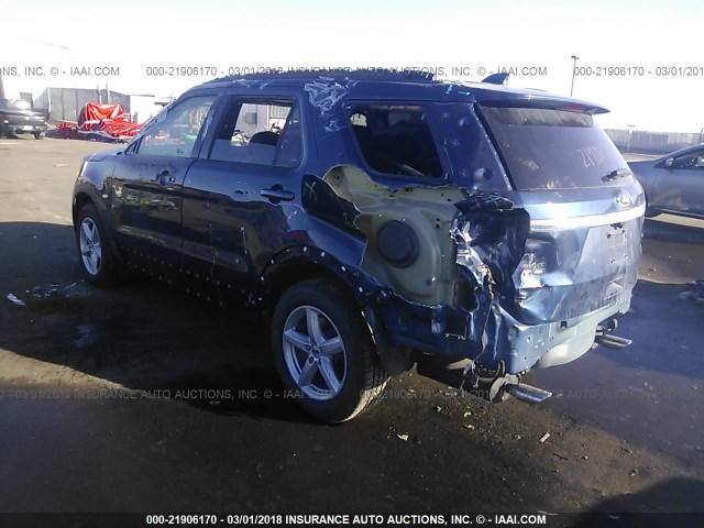 1FM5K8D88HGB31397 - 2017 FORD EXPLORER XLT BLUE photo 3