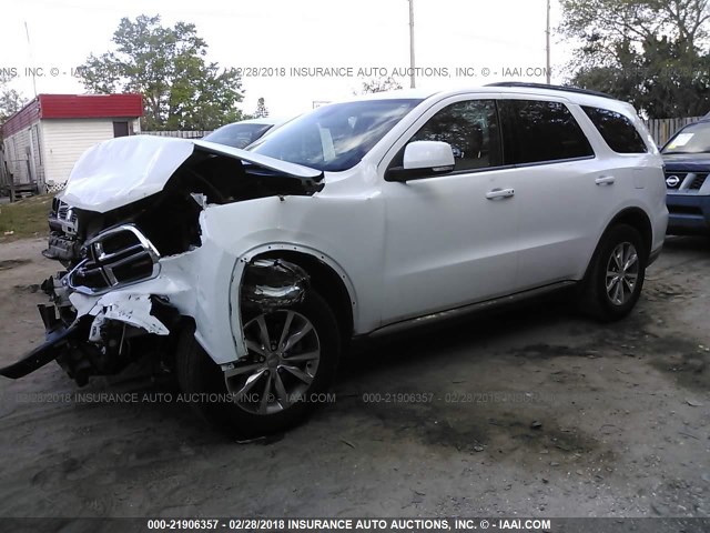 1C4RDHDG3EC975650 - 2014 DODGE DURANGO LIMITED WHITE photo 2