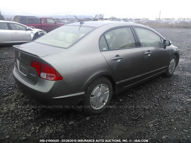 JHMFA362X7S022571 - 2007 HONDA CIVIC HYBRID GRAY photo 4