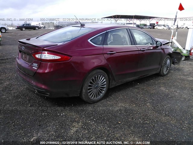 3FA6P0K91ER276699 - 2014 FORD FUSION TITANIUM MAROON photo 4