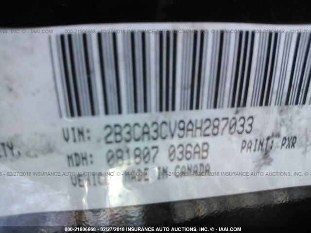 2B3CA3CV9AH287033 - 2010 DODGE CHARGER SXT 黑色 照片 9