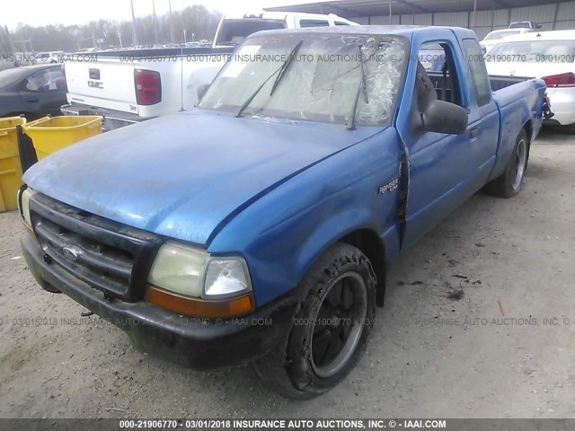 1FTYR14V5XPA62595 - 1999 FORD RANGER SUPER CAB BLUE photo 2