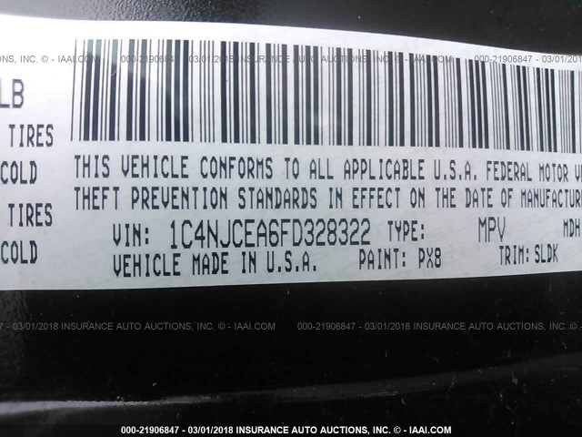 1C4NJCEA6FD328322 - 2015 JEEP COMPASS LATITUDE შავი ფოტო 9