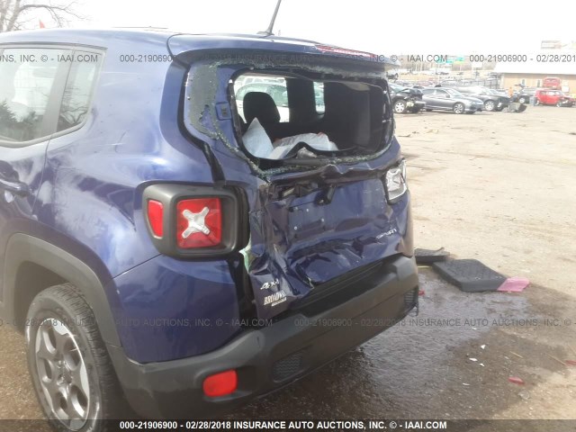 ZACCJBAT7GPD48879 - 2016 JEEP RENEGADE SPORT BLUE photo 6