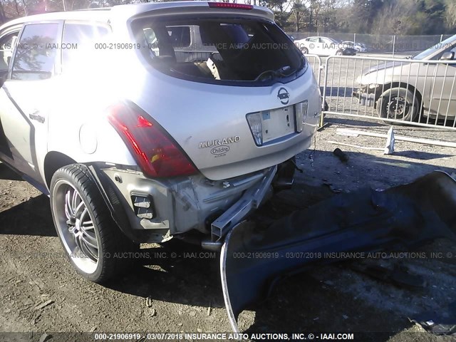 JN8AZ08T65W312373 - 2005 NISSAN MURANO SL/SE/S SILVER photo 6