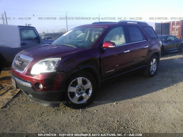 1GKER33777J118318 - 2007 GMC ACADIA SLT-2 RED photo 2