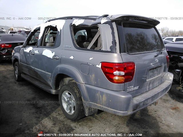 5TDBT48A32S083170 - 2002 TOYOTA SEQUOIA LIMITED GRAY photo 3