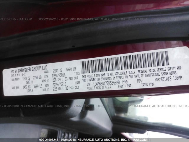 1J4PN2GK7BW555900 - 2011 JEEP LIBERTY SPORT 勃艮第红 照片 9