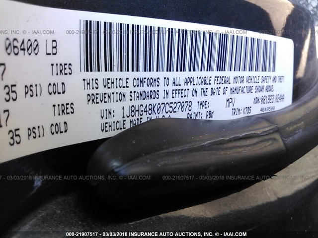 1J8HG48K07C527078 - 2007 JEEP COMMANDER TEAL photo 9