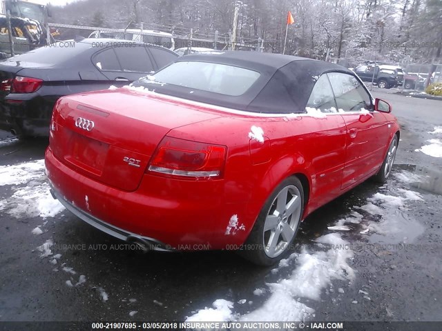 WAUDF48H09K007921 - 2009 AUDI A4 2.0T CABRIOLET QUATTRO RED photo 4