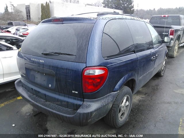 1D4GP25343B105113 - 2003 DODGE CARAVAN SE BLUE photo 4