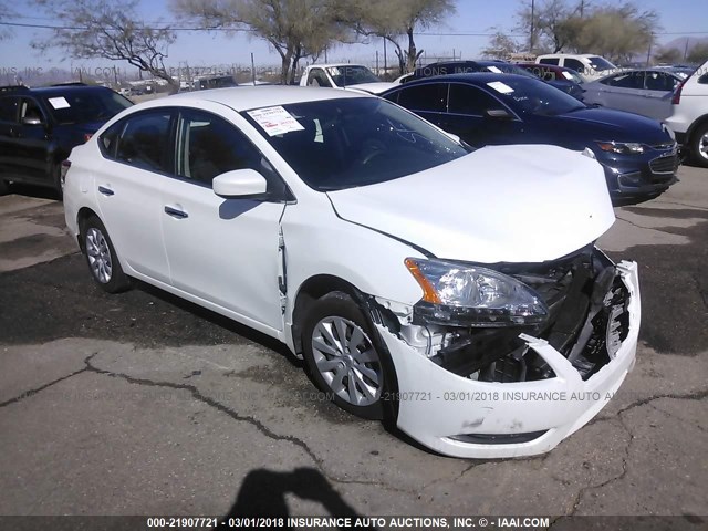 3N1AB7AP0EL645411 - 2014 NISSAN SENTRA S/SV/SR/SL WHITE photo 1