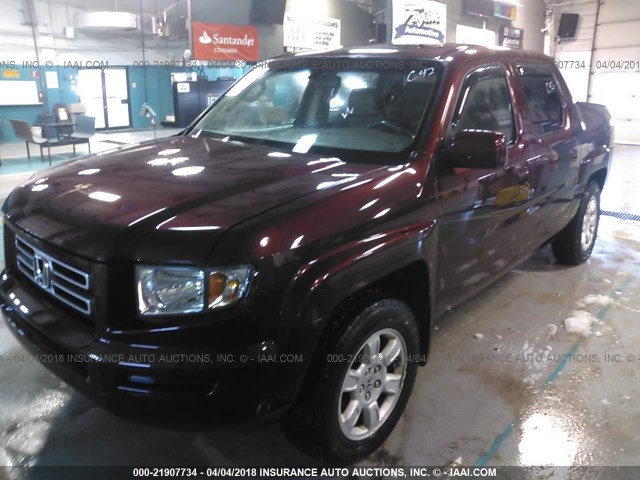 2HJYK16537H534388 - 2007 HONDA RIDGELINE RTL MAROON photo 2