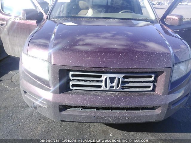 2HJYK16537H534388 - 2007 HONDA RIDGELINE RTL MAROON photo 6