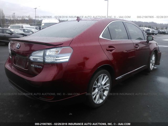 JTHBB1BA7A2006025 - 2010 LEXUS HS 250H MAROON photo 4