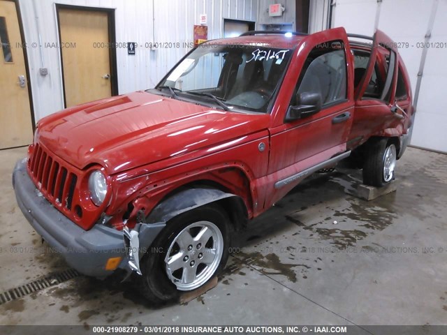 1J4GL48K95W506976 - 2005 JEEP LIBERTY SPORT RED photo 2