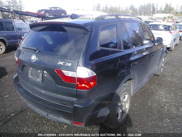 WBXPC93488WJ10864 - 2008 BMW X3 3.0SI BLACK photo 4