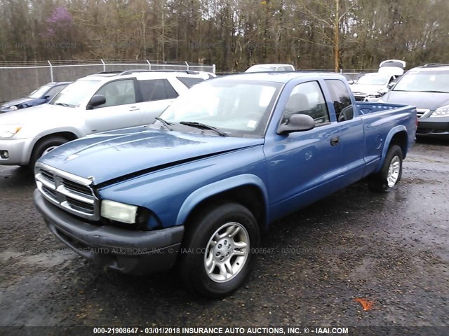 1D7GL12K84S742477 - 2004 DODGE DAKOTA SXT BLUE photo 2