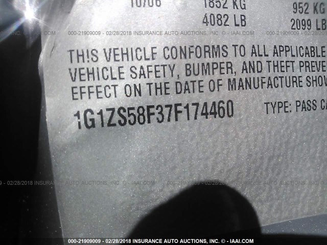 1G1ZS58F37F174460 - 2007 CHEVROLET MALIBU LS 灰色 照片 9