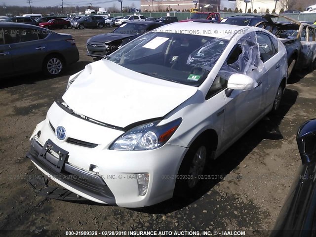 JTDKN3DPXC3009830 - 2012 TOYOTA PRIUS PLUG-IN  WHITE photo 2