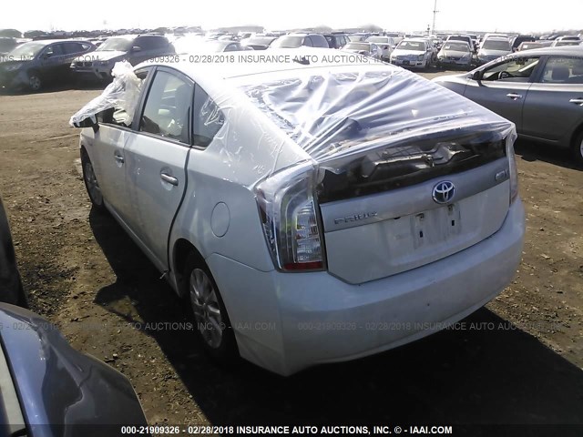 JTDKN3DPXC3009830 - 2012 TOYOTA PRIUS PLUG-IN  WHITE photo 3