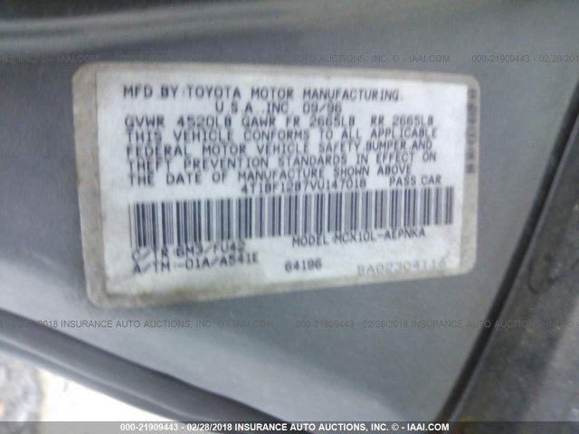 4T1BF12B7VU147018 - 1997 TOYOTA AVALON XL/XLS BLUE photo 9