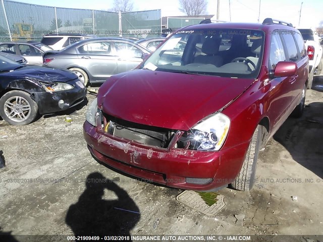 KNDMB233576165983 - 2007 KIA SEDONA EX/LX RED photo 2