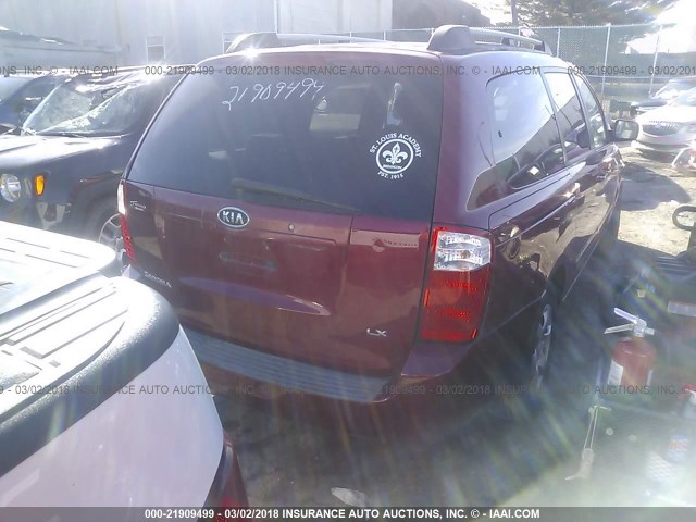 KNDMB233576165983 - 2007 KIA SEDONA EX/LX RED photo 4