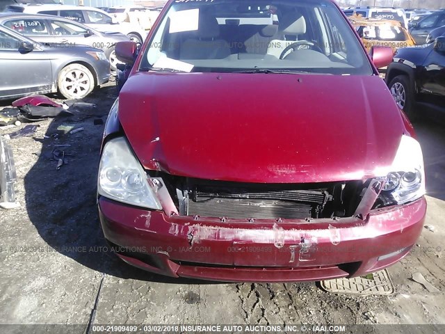 KNDMB233576165983 - 2007 KIA SEDONA EX/LX RED photo 6