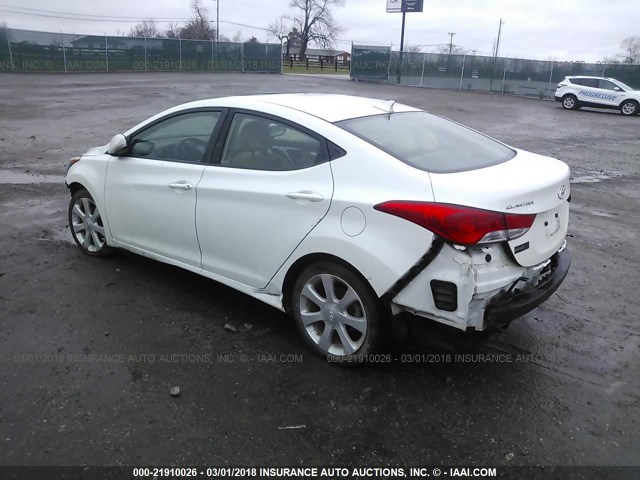 5NPDH4AE4DH426469 - 2013 HYUNDAI ELANTRA GLS/LIMITED WHITE photo 3