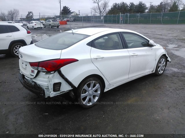 5NPDH4AE4DH426469 - 2013 HYUNDAI ELANTRA GLS/LIMITED WHITE photo 4