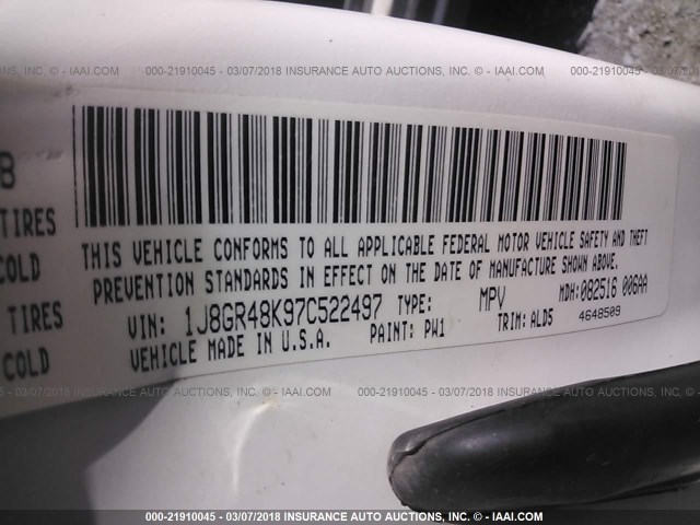 1J8GR48K97C522497 - 2007 JEEP GRAND CHEROKEE LAREDO/COLUMBIA/FREEDOM 白色 照片 9