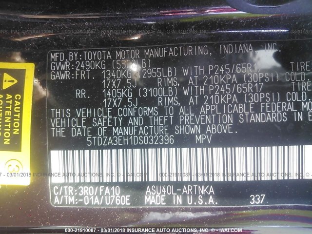 5TDZA3EH1DS032396 - 2013 TOYOTA HIGHLANDER PLUS MAROON photo 9