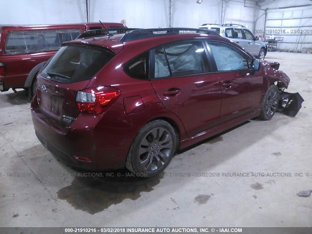 JF1GPAS67EH336857 - 2014 SUBARU IMPREZA SPORT LIMITED RED photo 4