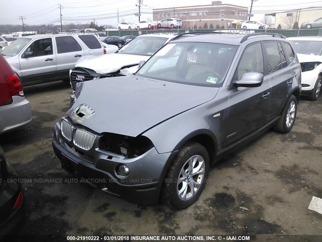 WBXPC9C47AWJ36376 - 2010 BMW X3 XDRIVE30I GRAY photo 2