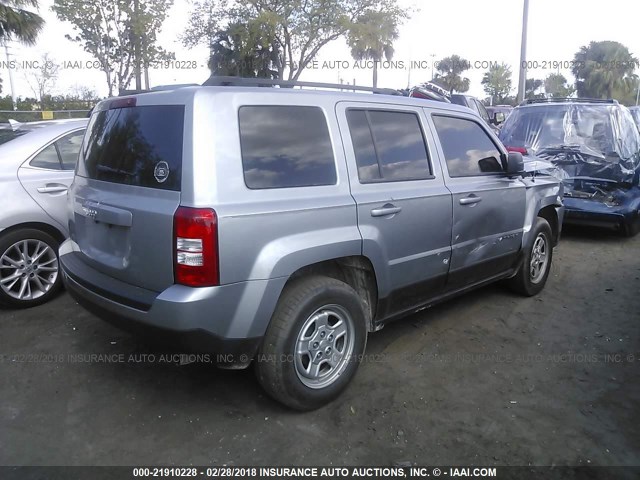 1C4NJPBA6FD110313 - 2015 JEEP PATRIOT SPORT SILVER photo 4