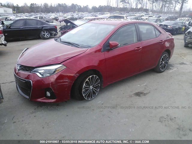 2T1BURHE1EC225686 - 2014 TOYOTA COROLLA L/LE/LE PLS/PRM/S/S PLS RED photo 2