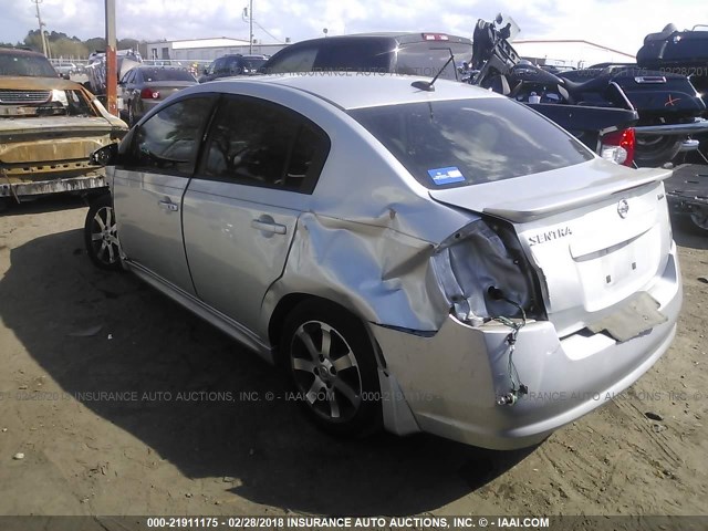 3N1AB6AP7CL626359 - 2012 NISSAN SENTRA 2.0/2.0S/SR/2.0SL SILVER photo 3