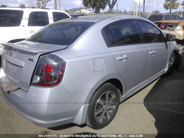 3N1AB6AP7CL626359 - 2012 NISSAN SENTRA 2.0/2.0S/SR/2.0SL SILVER photo 4