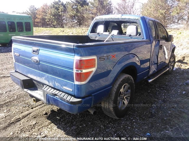 1FTFX1EF2DFC70570 - 2013 FORD F150 SUPER CAB BLUE photo 4