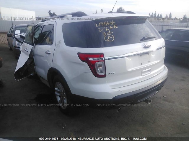 1FM5K8D85DGA99180 - 2013 FORD EXPLORER XLT WHITE photo 3