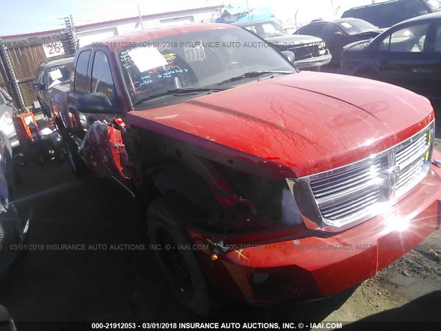 1D7CW5GP6AS264931 - 2010 DODGE DAKOTA LARAMIE RED photo 1