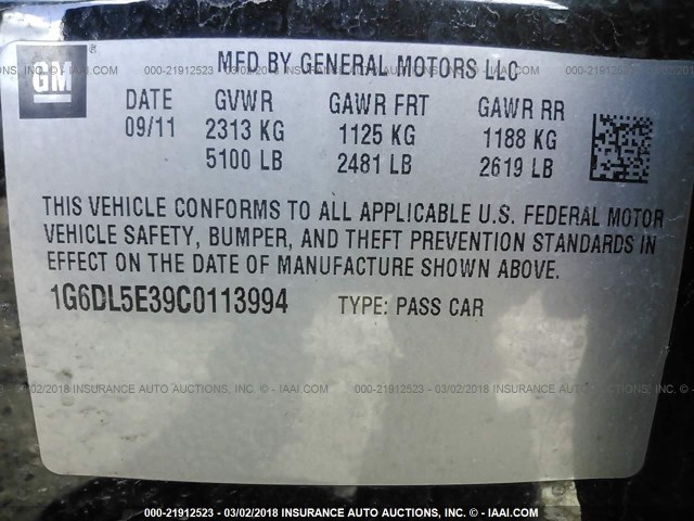 1G6DL5E39C0113994 - 2012 CADILLAC CTS PERFORMANCE COLLECTION Черный фото 9