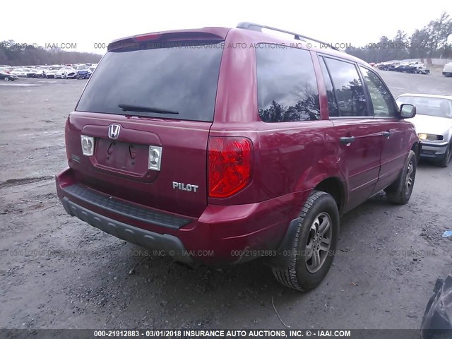 2HKYF18414H504290 - 2004 HONDA PILOT EX MAROON photo 4